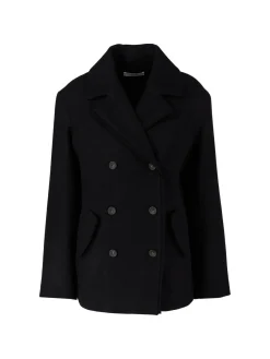 Cabanjacke aus Wolle und Cashmere Schwarz