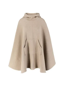 Cashmere-Cape mit Kapuze Beige
