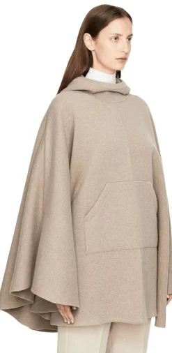 Cashmere-Cape mit Kapuze Beige
