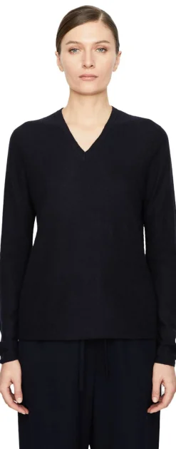 Cashmere-Pullover 'Manyar' mit V-Ausschnitt Marineblau