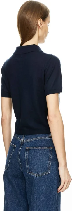 Cashmere-Pullover mit Polokragen Marineblau