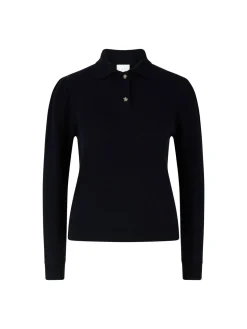 Cashmere-Pullover mit Puffärmeln Marineblau