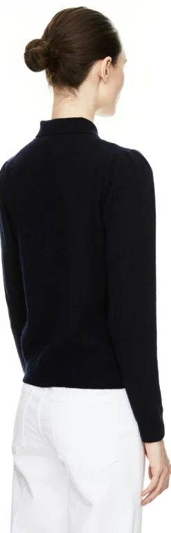 Cashmere-Pullover mit Puffärmeln Marineblau