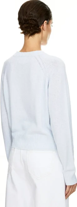 Cashmere-Pullover mit Rundhals Hellblau