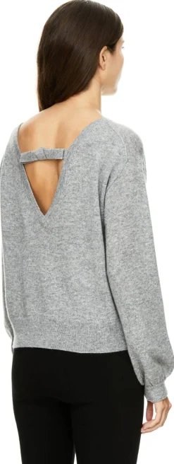 Cashmere-Pullover mit Schleife Grau