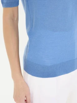 Cashmere-Seiden-Poloshirt 'Frank' Blau