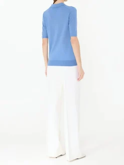 Cashmere-Seiden-Poloshirt 'Frank' Blau