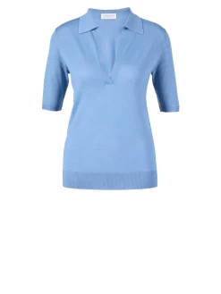 Cashmere-Seiden-Poloshirt 'Frank' Blau