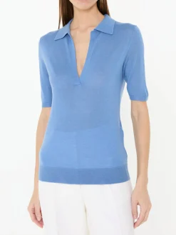 Cashmere-Seiden-Poloshirt 'Frank' Blau