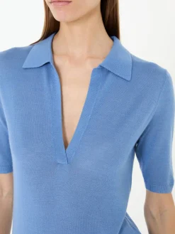 Cashmere-Seiden-Poloshirt 'Frank' Blau
