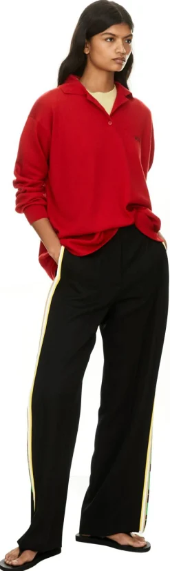 Cashmere-Seidenpullover mit Polokragen Rot