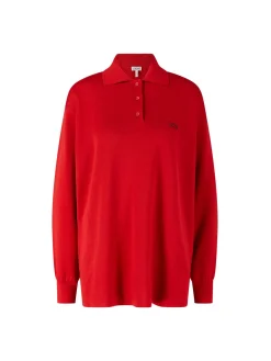 Cashmere-Seidenpullover mit Polokragen Rot