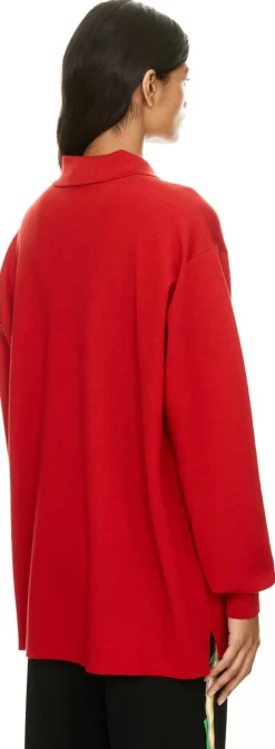 Cashmere-Seidenpullover mit Polokragen Rot