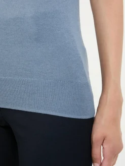 Cashmere-Seidentop mit Rollkragen Hellblau