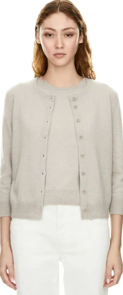 Cashmere-Seide Twin-Set 'Niara' Gravel