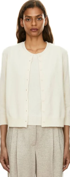 Cashmere-Seide Twin-Set 'Niara' Ecru