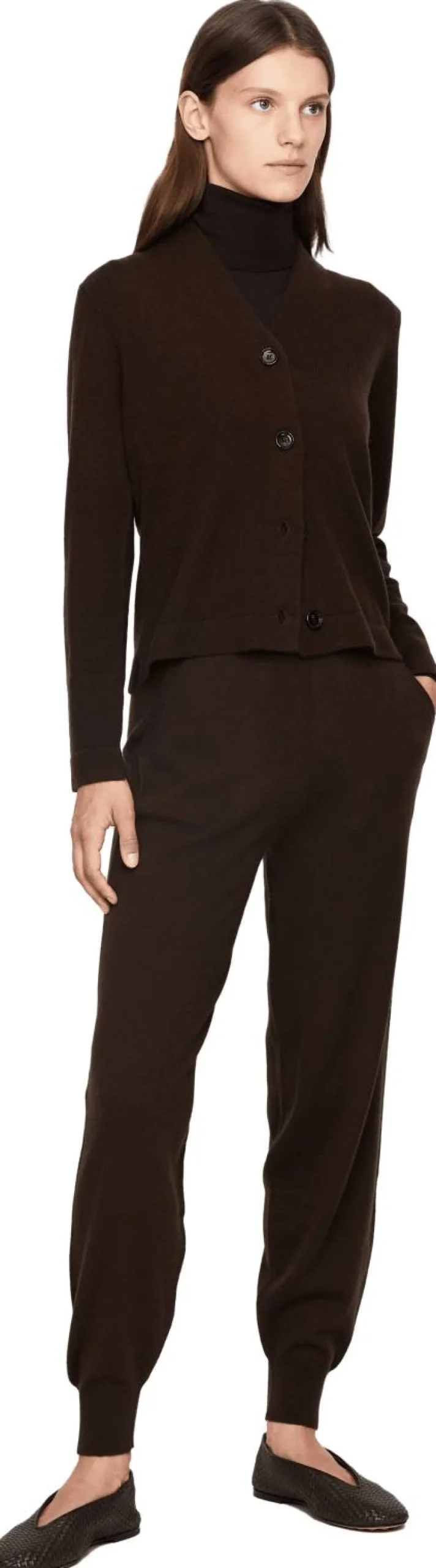 Cashmere-Strickhose Dunkelbraun