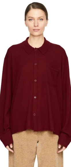 Cashmere-Strickjacke Bordeaux