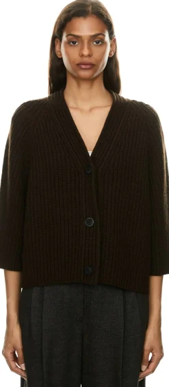 Cashmere-Strickjacke 'Fallou Button' Schokolade