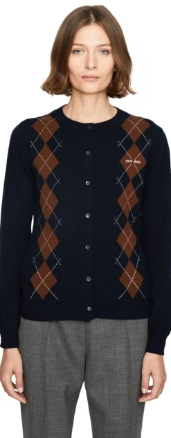 Cashmere-Strickjacke Marineblau