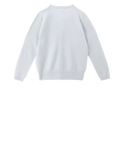 Cashmere-Strickjacke mit Patch Eisblau
