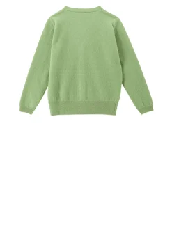 Cashmere-Strickjacke mit Patch Hellgrün
