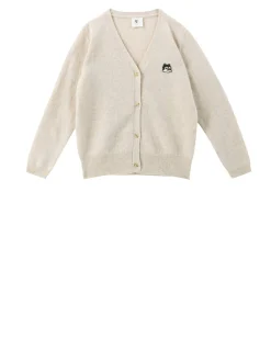 Cashmere-Strickjacke mit Patch Beige