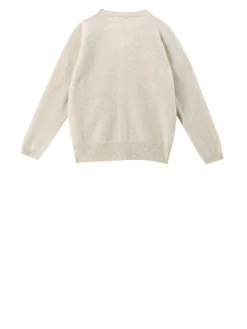 Cashmere-Strickjacke mit Patch Beige
