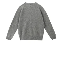 Cashmere-Strickjacke mit Patch Grau
