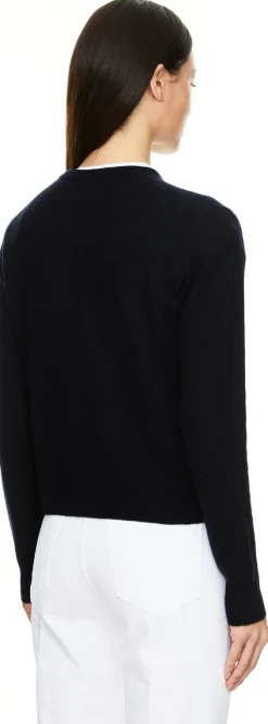 Cashmere-Strickjacke mit Schleifen-Detail Marineblau