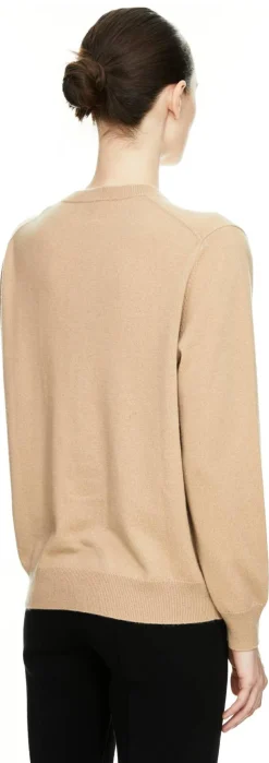 Cashmere-Strickjacke mit V-Ausschnitt Beige