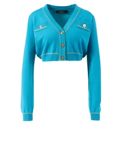 Cashmere-Strickjacke Türkis