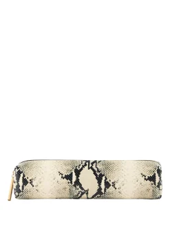Clutch 'Kye' mit Pythonmuster Schwarz/Beige