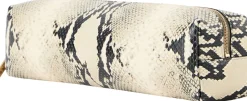 Clutch 'Kye' mit Pythonmuster Schwarz/Beige