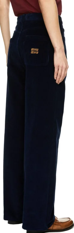 Cordhose mit Sticklogo Marineblau