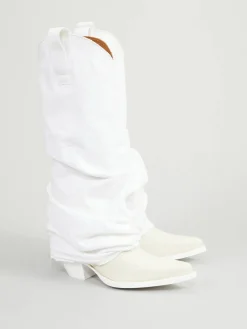 Cowboy-Boots mit Denim-Überzug Weiß