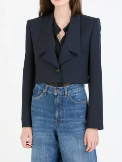 Cropped Blazer Marineblau