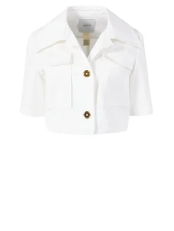 Cropped Blousonjacke mit kurzen Ärmeln Weiß
