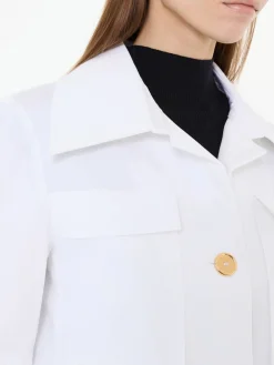 Cropped Blousonjacke mit kurzen Ärmeln Weiß