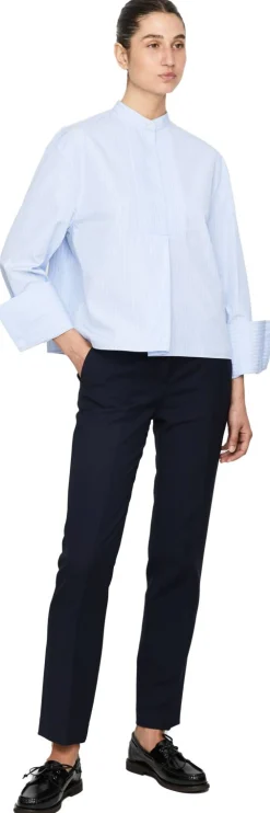 Cropped Bluse Hellblau/Weiß