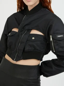 Cropped Bomberjacke Schwarz