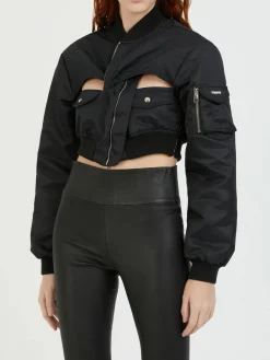 Cropped Bomberjacke Schwarz
