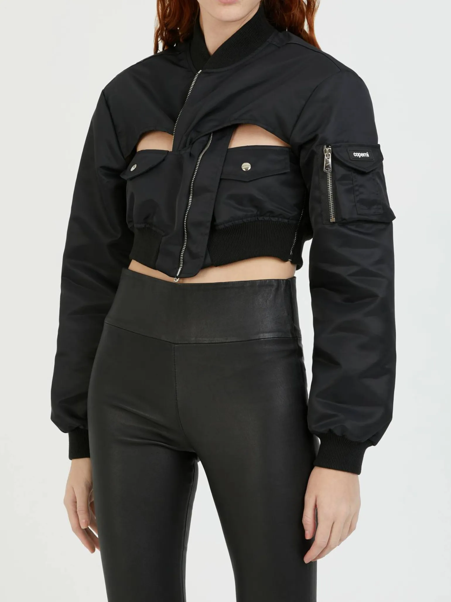 Cropped Bomberjacke Schwarz