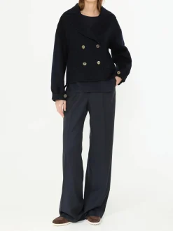 Cropped Cashmere-Jacke Marineblau