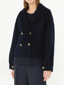 Cropped Cashmere-Jacke Marineblau