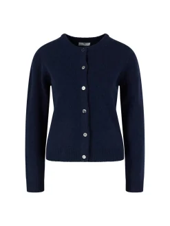 Cropped Cashmere-Strickjacke Midnight
