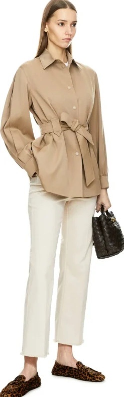 Cropped Flared-Leg-Jeans 'Francesca' Beige 