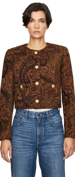 Cropped Jacke aus Gobelin-Jacquard Multicolor Red