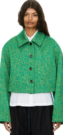 Cropped Jacquard-Blousonjacke 'Vondero' Grün