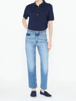 Cropped Jeans Mittelblau
